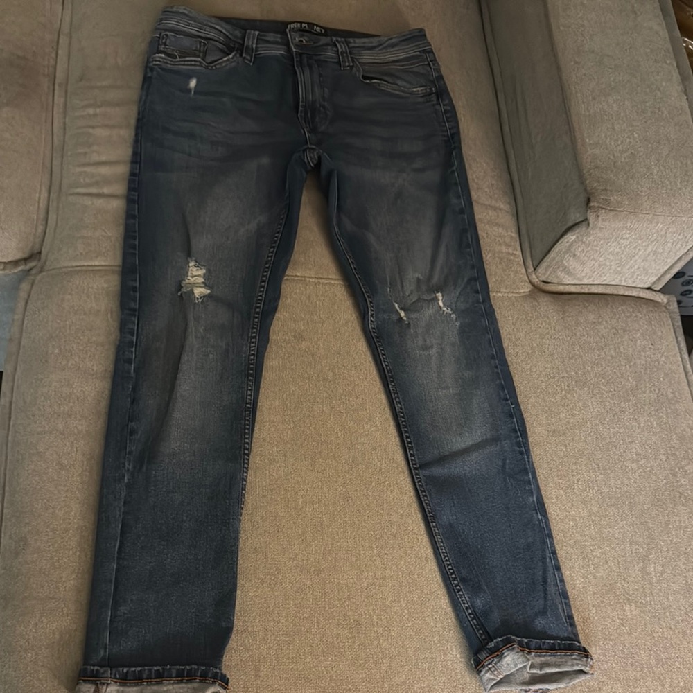 Men's Blue Distressed Jeans